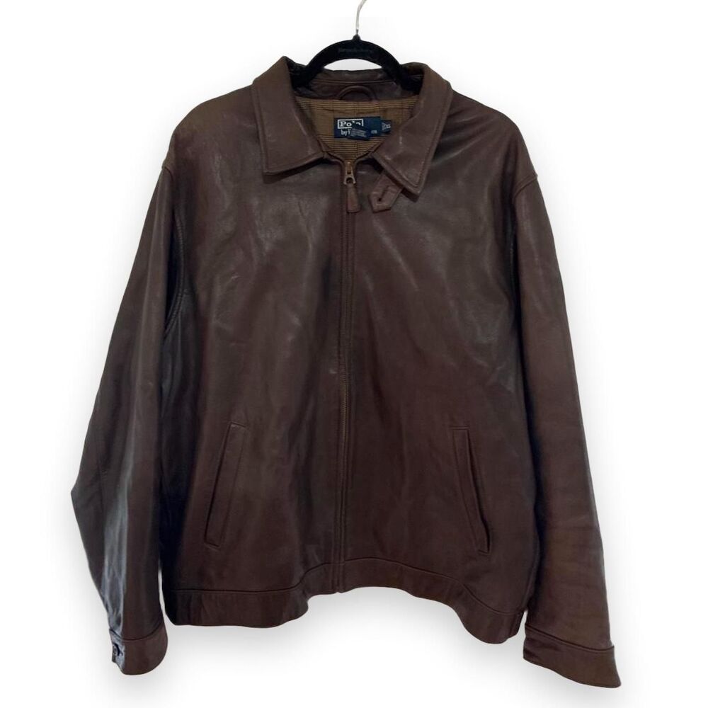 Vintage 90s Polo Ralph Lauren Chocolate Brown Leather Jacket